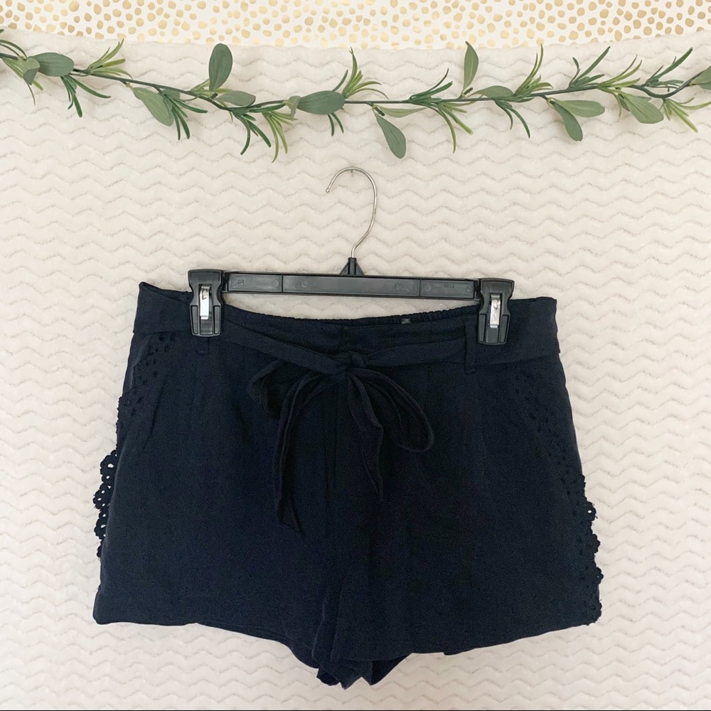 Rebecca Taylor Navy Belted Shorts